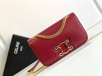 Celine medium Red bag Triomphe frame in shiny calfskin Size 23x15.5x5 cm