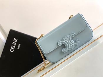 Celine chain shoulder bag cuir triomphe in shiny calfskinice ice blue 21x13x5 cm