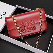 Celine chain shoulder bag cuir triomphe in shiny calfskinice red 21x13x5 cm - 1