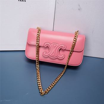 Celine chain shoulder bag cuir triomphe in shiny calfskinice Pink 21x13x5 cm