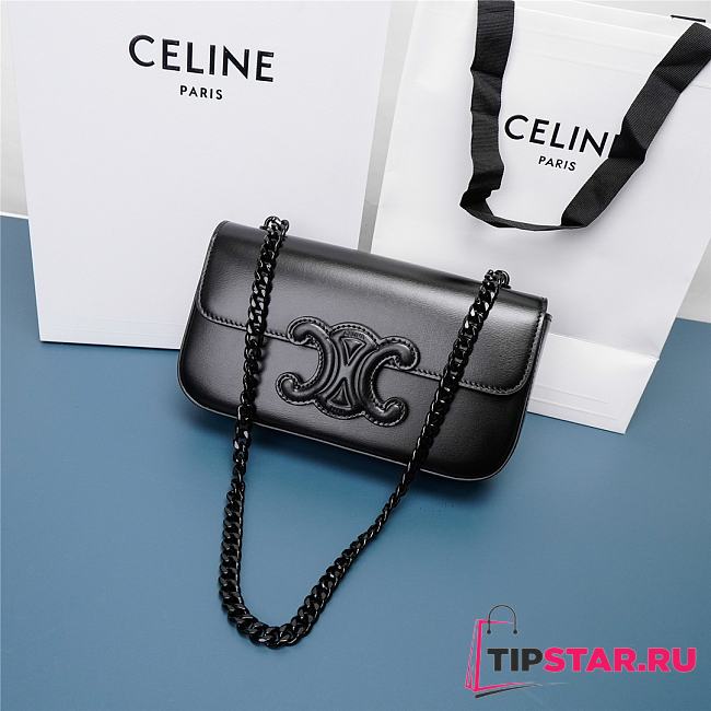 Celine chain shoulder bag cuir triomphe in shiny calfskinice Black 21x13x5 cm - 1