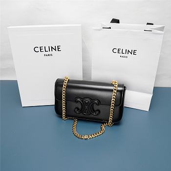 Celine chain shoulder bag cuir triomphe in shiny calfskinice Black&Gold 21x13x5 cm