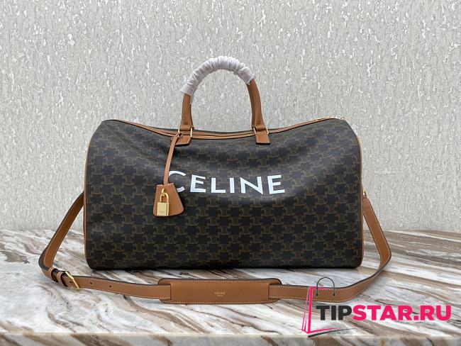 Celine large voyage bag in triomphe canvas with print tan 50x28x22.5 cm - 1
