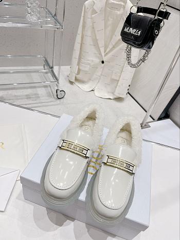 DIOR CODE LOAFER Black Brushed Calfskin and White Shearling White