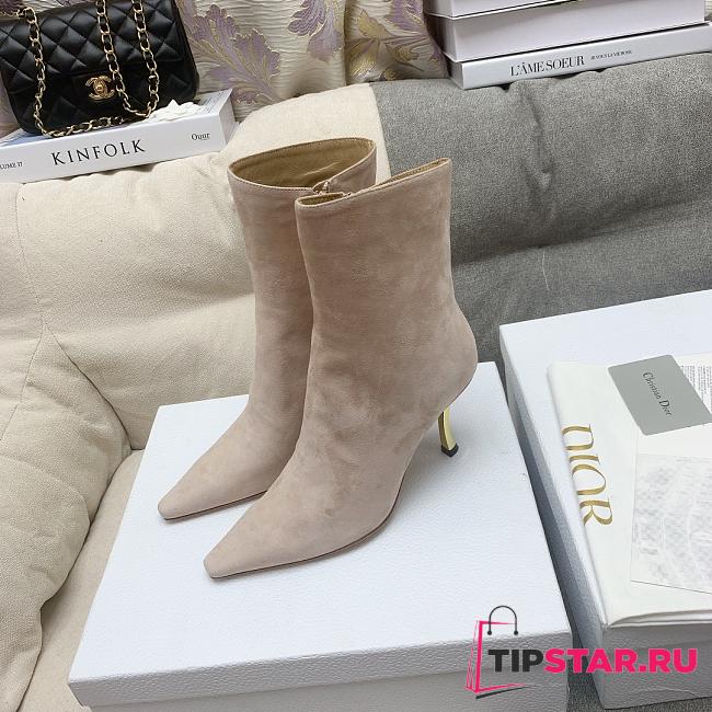  Dior Heeled Ankle Suede Nude Boots - 1