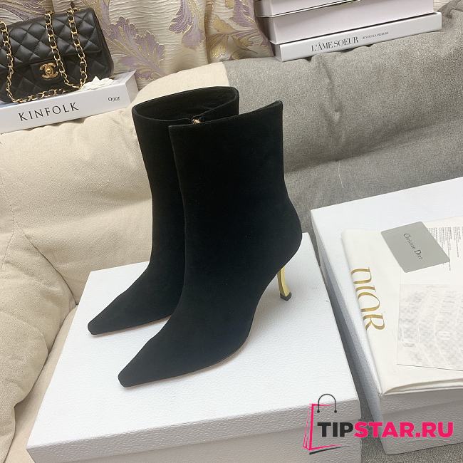 Dior Heeled Ankle Suede Black Boots - 1