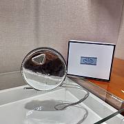 PRADA Metallic Round Calfskin Pouch Necklace Charm Bag Size 12x12x2 cm - 5
