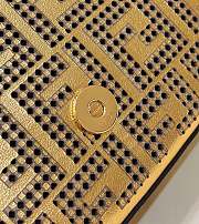 Fendace Brooch Mini Baguette in Gold Perforated Leather 28x15x7xcm - 6