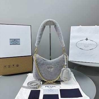 PRADA Sheepskin handbag Gray Size 22x12x6 cm