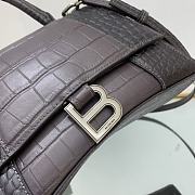 Balenciaga Hourglass S Embossed Crocodile Effect Shoulder Bag In Black 23x10x14cm - 6