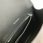 Balenciaga Hourglass S Embossed Crocodile Effect Shoulder Bag In Black 23x10x14cm - 4