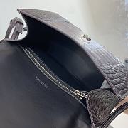 Balenciaga Hourglass S Embossed Crocodile Effect Shoulder Bag In Black 23x10x14cm - 5