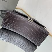 Balenciaga Hourglass S Embossed Crocodile Effect Shoulder Bag In Black 23x10x14cm - 3