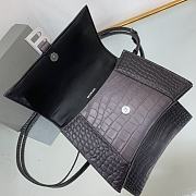 Balenciaga Hourglass S Embossed Crocodile Effect Shoulder Bag In Black 23x10x14cm - 2
