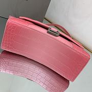 Balenciaga Hourglass S Embossed Crocodile Effect Shoulder Bag In Pink 23x10x14cm - 6