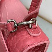 Balenciaga Hourglass S Embossed Crocodile Effect Shoulder Bag In Pink 23x10x14cm - 5