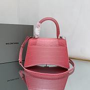 Balenciaga Hourglass S Embossed Crocodile Effect Shoulder Bag In Pink 23x10x14cm - 4