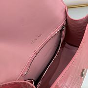 Balenciaga Hourglass S Embossed Crocodile Effect Shoulder Bag In Pink 23x10x14cm - 3