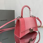 Balenciaga Hourglass S Embossed Crocodile Effect Shoulder Bag In Pink 23x10x14cm - 2