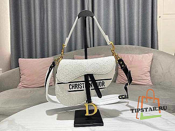 Dior White Perforated Calfskin With Strap Size 25.5 x 20 x 6.5 cm