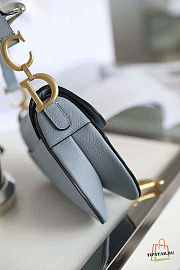 Dior Mini Saddle Bag Light Blue Grained Leather M0447 Size 21x18x5cm - 6