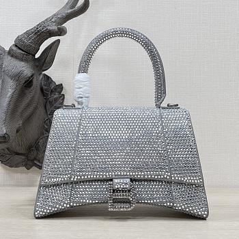 Balenciaga Hourglass XS Top Handle Bag in Rhinestones Grey 23x10x14cm