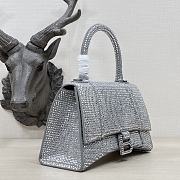 Balenciaga Hourglass XS Top Handle Bag in Rhinestones Grey 23x10x14cm - 6