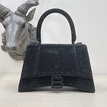 Balenciaga Hourglass XS Top Handle Bag in Rhinestones Black 23x10x14cm