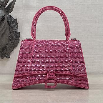Balenciaga Hourglass XS Top Handle Bag in Rhinestones Pink 23x10x14 cm