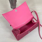Balenciaga Hourglass XS Top Handle Bag in Rhinestones Pink 23x10x14 cm - 6