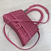 Balenciaga Hourglass XS Top Handle Bag in Rhinestones Pink 23x10x14 cm - 2