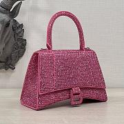 Balenciaga Hourglass XS Top Handle Bag in Rhinestones Pink 23x10x14 cm - 3