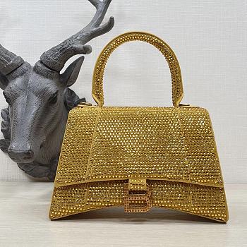 Balenciaga Hourglass XS Top Handle Bag in Rhinestones Yellow 23x10x14 cm