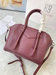 GIVENCHY  Mini Leather Antigona Lock Tote Plum Red Bag Size 23x27x13 cm - 5