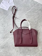 GIVENCHY  Mini Leather Antigona Lock Tote Plum Red Bag Size 23x27x13 cm - 4