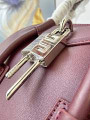 GIVENCHY  Mini Leather Antigona Lock Tote Plum Red Bag Size 23x27x13 cm - 3
