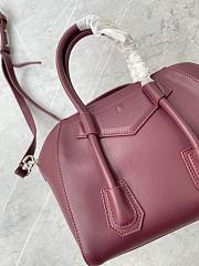 GIVENCHY  Mini Leather Antigona Lock Tote Plum Red Bag Size 23x27x13 cm - 2