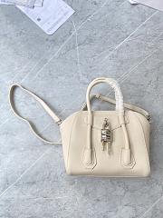 GIVENCHY Mini Leather Antigona Lock Tote Cream Bag Size 23x27x13 cm - 5