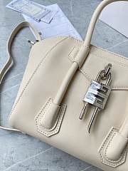 GIVENCHY Mini Leather Antigona Lock Tote Cream Bag Size 23x27x13 cm - 3