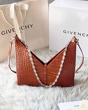Givenchy Small Cut-Out Metallic Croc-Embossed Leather Shoulder Brow Bag Size 27x27x6 cm - 2