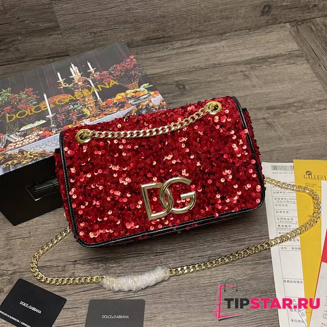 Dolce & Gabbana Kate Schultertasche Mit Pailletten Red Size 25x8x15 cm - 1