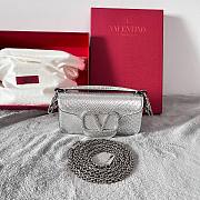 valentino Locò Embroidered Small Shoulder Bag Silver/Crystal Size 20x11x5 cm - 1