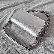 valentino Locò Embroidered Small Shoulder Bag Silver/Crystal Size 20x11x5 cm - 5