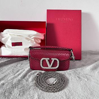 Valentino Locò Embroidered Small Shoulder Bag Red Size 20x11x5 cm