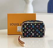 LV takashi murakami x louis vuitton black monogram multicolore wapity case 11x8x4 cm - 1