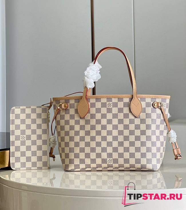 Louis Vuitton Neverfull PM Damier Azur N41362 Pink Size 29 x 22 x 13 cm - 1