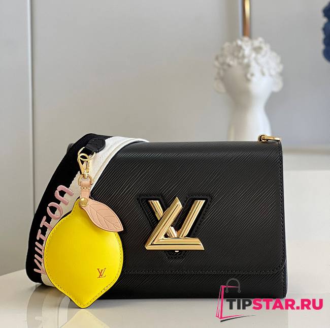 LV Women Twist MM Lemon Handbag Black Epi Grained Cowhide Size 23x17x9.5 cm - 1