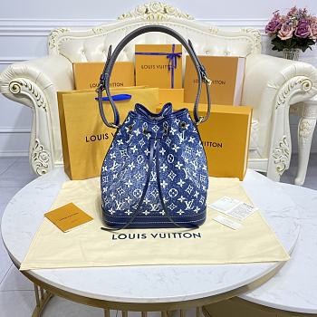 Louis Vuitton Petite Noe Denim Jacquard Bag Size 25 x 28.5 x 20 cm