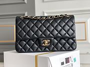 Chanel Black Medium Classic Flap in Lambskin with Light Gold Hardware Size 28 cm - 1