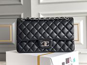 Chanel Black Medium Classic Flap in Lambskin with Light Sliver Hardware Size 28 cm - 1